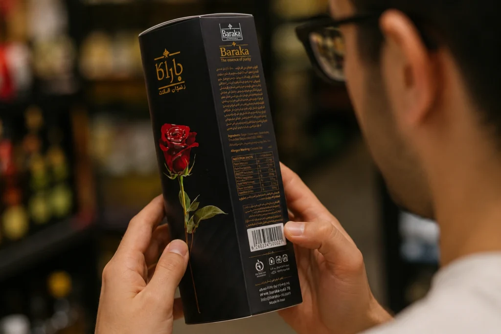 برای انتخاب بهتر، ترکیبات، ظاهر، بستهبندی، تاریخ و شرایط نگهداری شکلات را بررسی کنید.